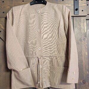 Valentino Boutique med beige with ivory stripe &thin rope belt size 16